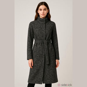 Babaton Aritzia Pearce Coat Alpaca Blend Wool Tweed Funnel Neck Belted Jacket